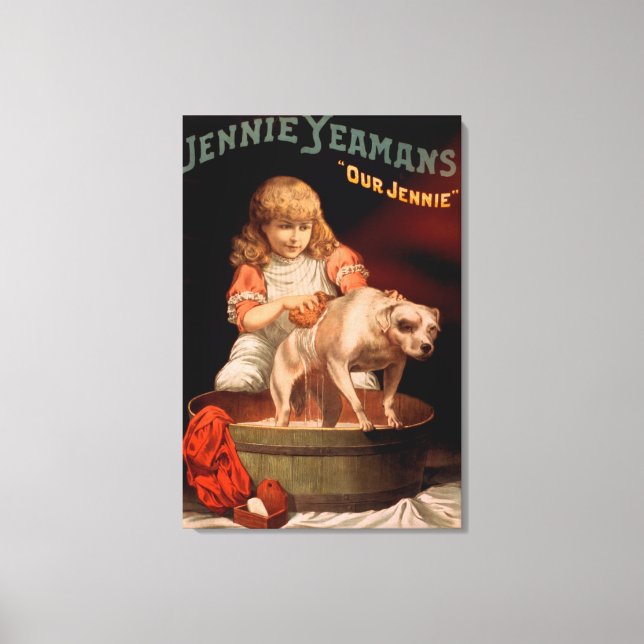 Jennie Yeamans "Our Jennie" Girl Washing Dog Canvas Print (Front)