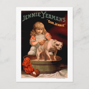Jennie Yeamans "Our Jennie" Girl Washing Dog Postcard