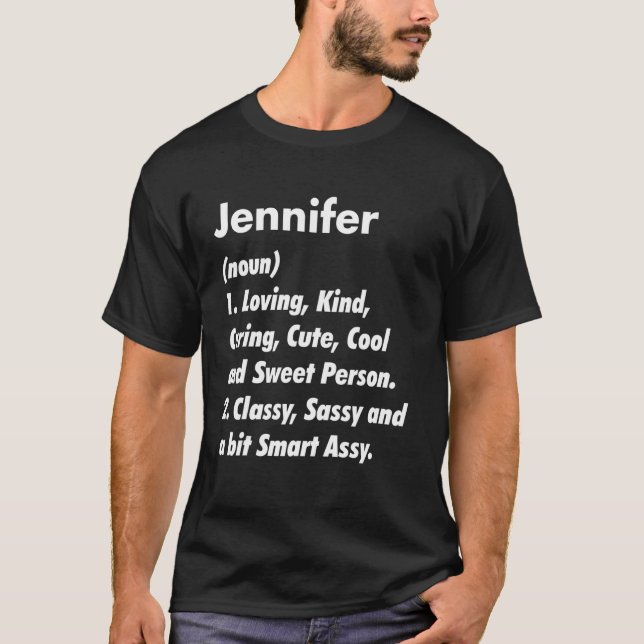 Jennifer Definition Personalised Funny Birthday Id T-Shirt (Front)