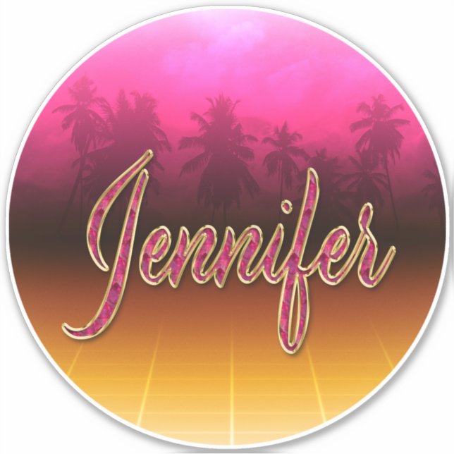 Jennifer First Name Pink Sticker (Front)