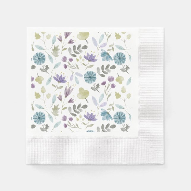 Jennifer Floral Winter Flowers Napkins (Front)