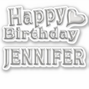 Jennifer Happy Birthday silver Sticker