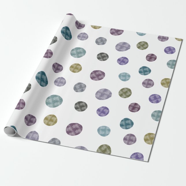 Jennifer Large Watercolor Dots blue green purple Wrapping Paper (Unrolled)
