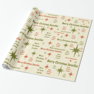 Jennifer Midcentury Retro Merry Christmas Wrapping Paper