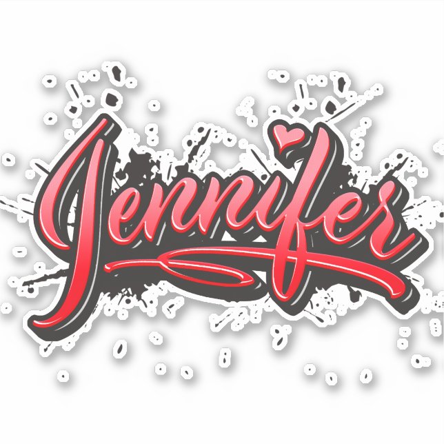 Jennifer red Heart Graffiti Sticker (Front)