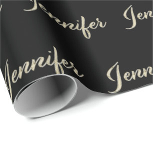 Jennifer white gold Handwriting Geschenkpapier Wrapping Paper