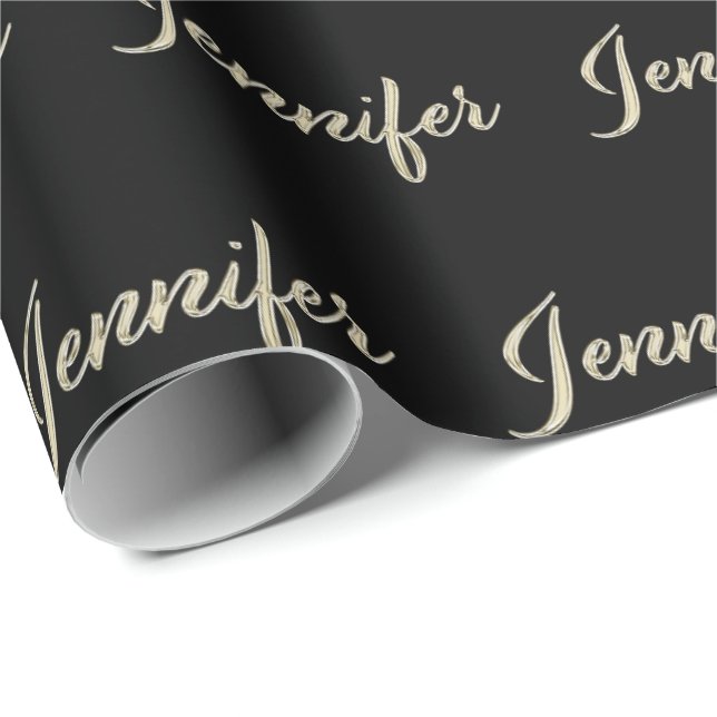 Jennifer white gold Handwriting Gift Paper (Roll Corner)