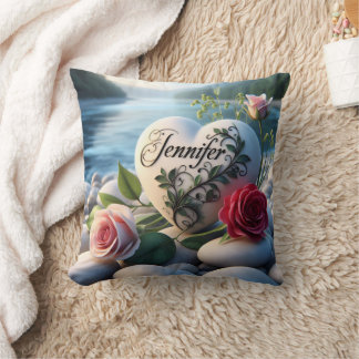 Jennifer's Heart by the River Cushion