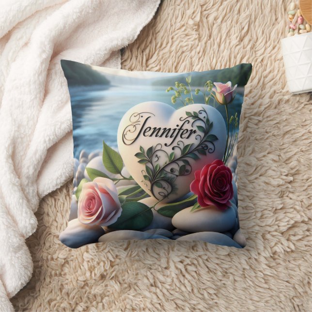 Jennifer's Heart by the River Cushion (Blanket)