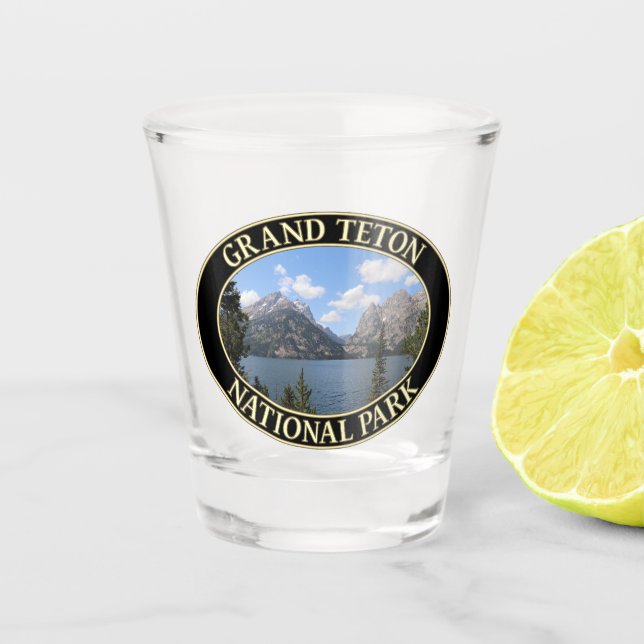 Jenny Lake at Grand Teton National Park in Wyoming Shot Glass (Front)