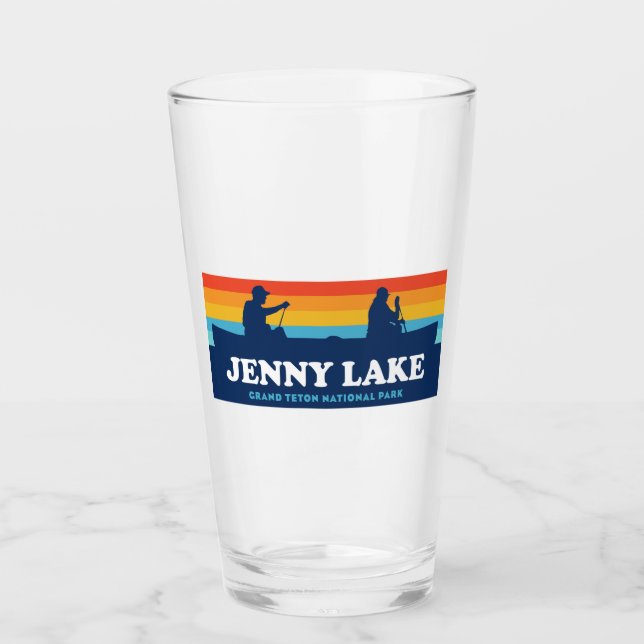 Jenny Lake Grand Teton National Park Canoe Glass (Front)