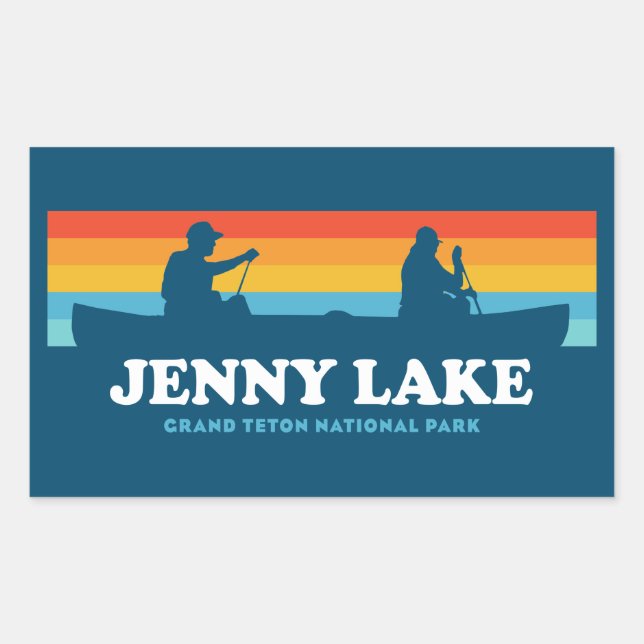Jenny Lake Grand Teton National Park Canoe Rectangular Sticker (Front)