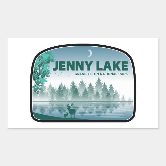 Jenny Lake Grand Teton National Park Deer Rectangular Sticker (Front)