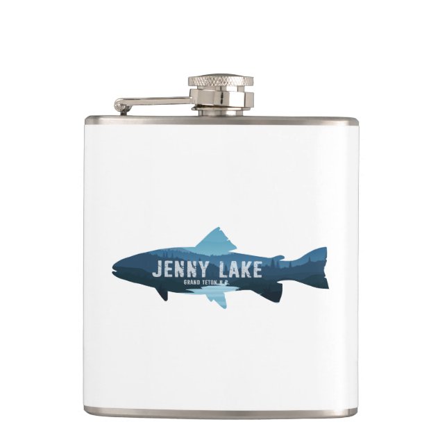 Jenny Lake Grand Teton National Park Fish Hip Flask (Front)