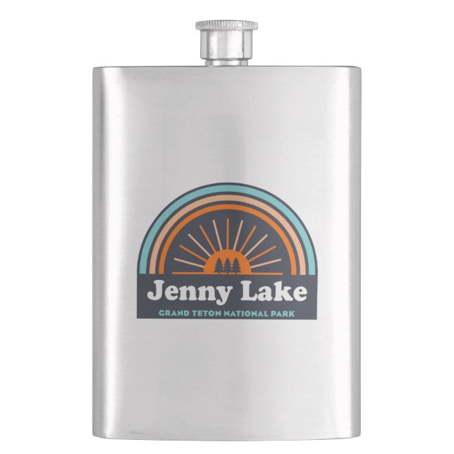 Jenny Lake Grand Teton National Park Rainbow Hip Flask (Front)