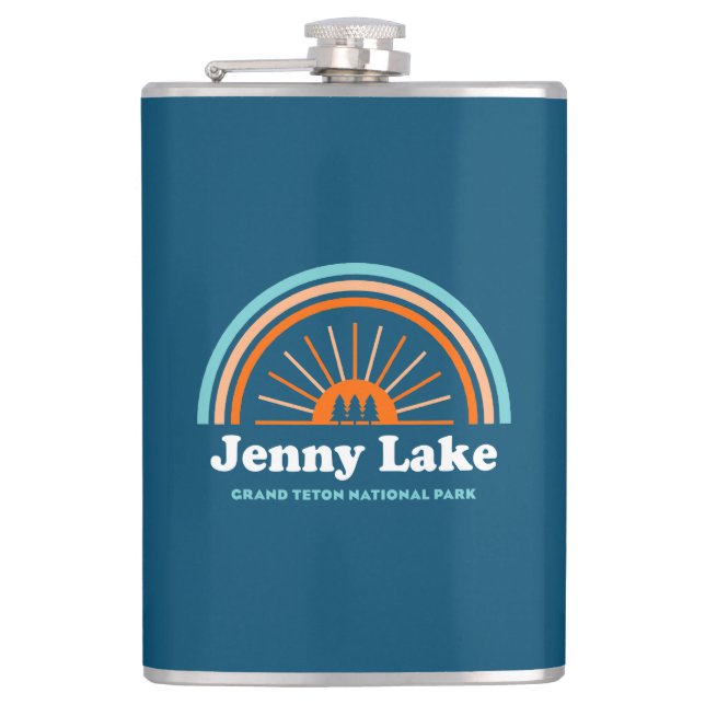 Jenny Lake Grand Teton National Park Rainbow Hip Flask (Front)