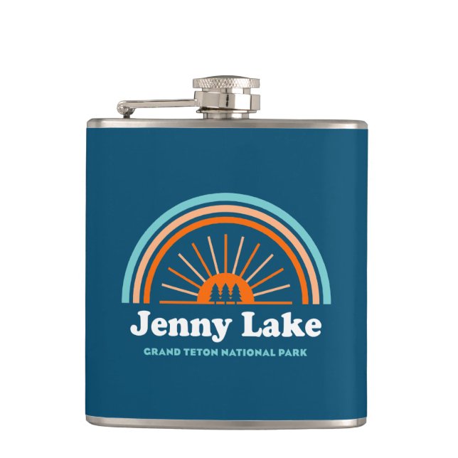 Jenny Lake Grand Teton National Park Rainbow Hip Flask (Front)