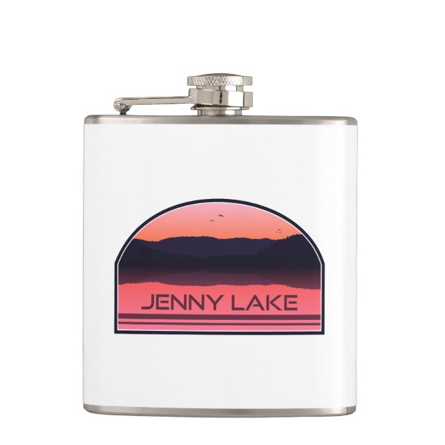Jenny Lake Grand Teton National Park Red Sunrise Hip Flask (Front)