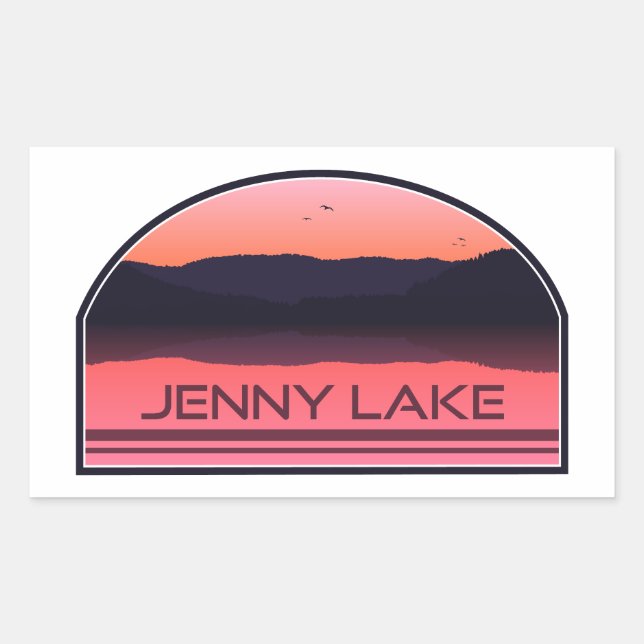 Jenny Lake Grand Teton National Park Red Sunrise Rectangular Sticker (Front)