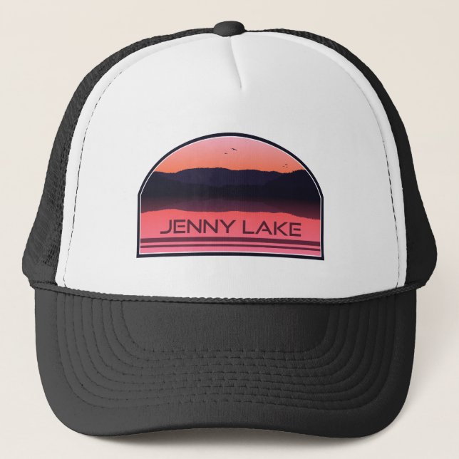 Jenny Lake Grand Teton National Park Red Sunrise Trucker Hat (Front)