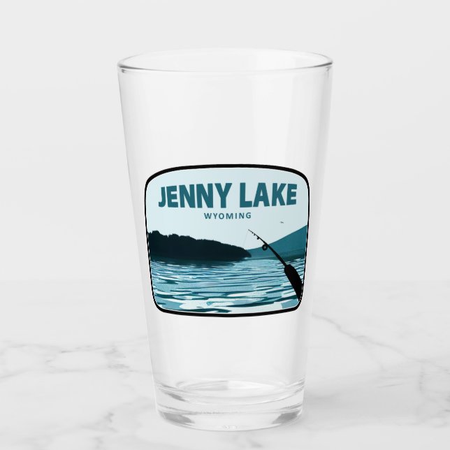 Jenny Lake Wyoming Fishing Rod Glass (Front)