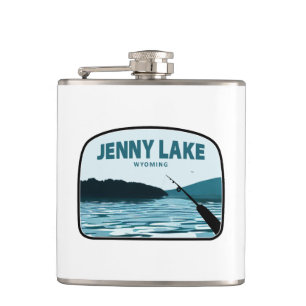 Jenny Lake Wyoming Fishing Rod Hip Flask