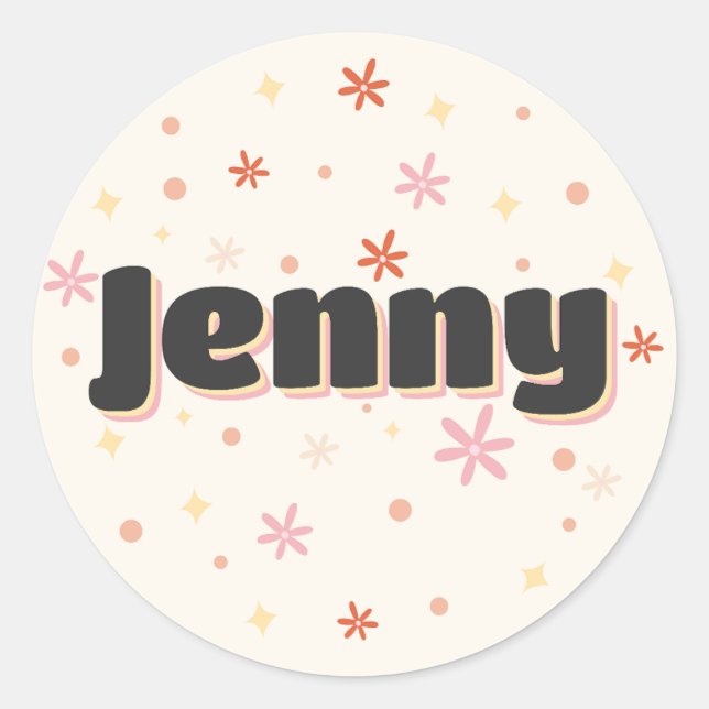 Jenny name cute design classic round sticker (Front)