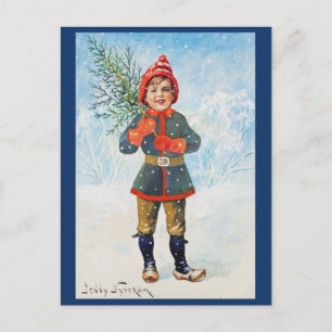 Jenny Nystrom - Boy with Christmas tree Postcard