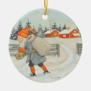 Jenny Nystrom - Christmas old Swedish illustration Ceramic Tree Decoration