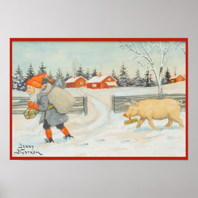 Jenny Nystrom - Christmas old Swedish illustration Poster (Front)