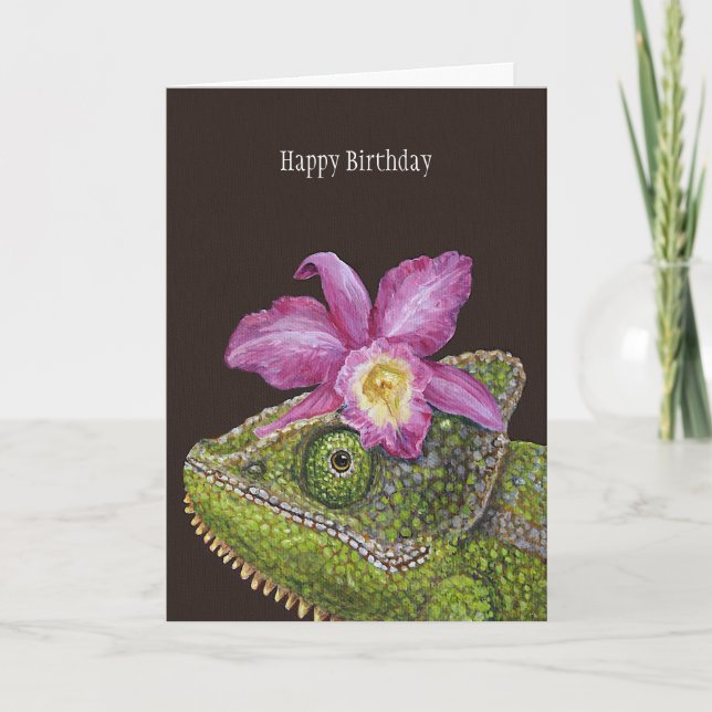 Jenny the chameleon birthday card (Front)