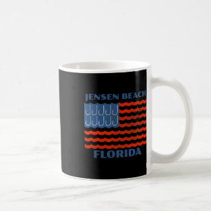 Jensen Beach Florida Vintage Fishing American Flag Coffee Mug
