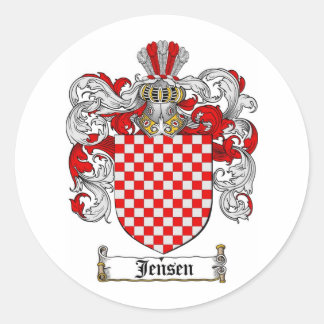 JENSEN FAMILY CREST -  JENSEN COAT OF ARMS CLASSIC ROUND STICKER
