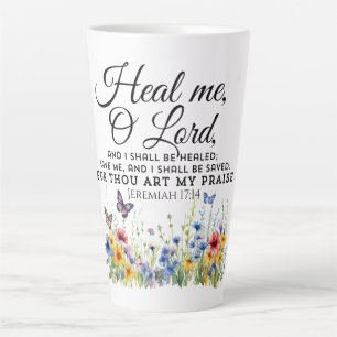 Jeremiah 17:14 Healing Bible Verse Wildflowers Latte Mug