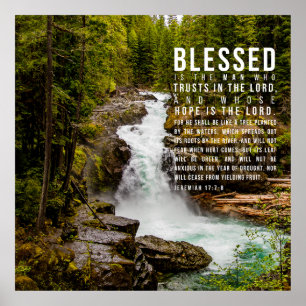 Jeremiah 17:7-8 Christian Bible Scripture Nature Poster