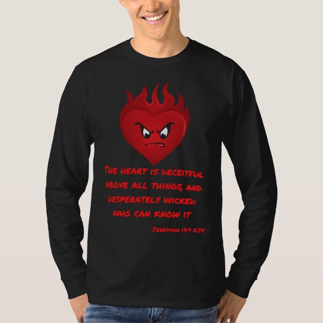 Jeremiah 17:9 KJV Bible Scripture Mens Long Sleeve T-Shirt (Front)