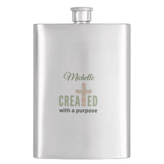 Jeremiah 1:5 Created With A Purpose Personalised Hip Flask