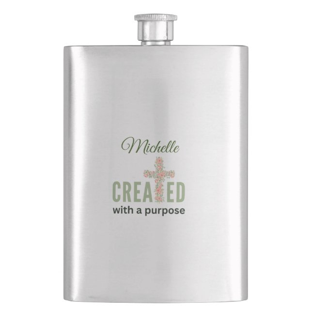 Jeremiah 1:5 Created With A Purpose Personalised Hip Flask (Front)