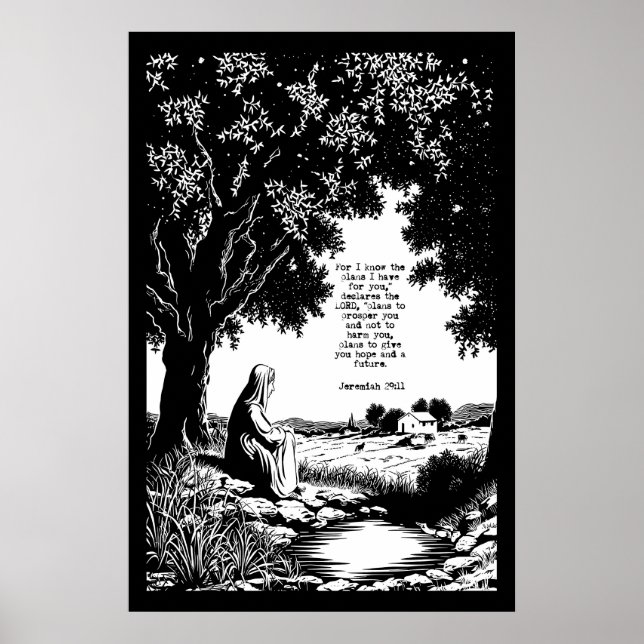 Jeremiah 29 11 Art Print Peaceful Scripture (Front)