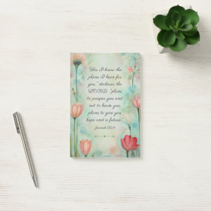 Jeremiah 29:11 Bible Verse Floral Watercolor Post-it Notes