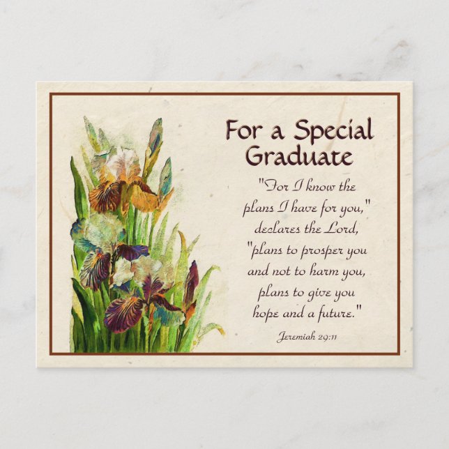 Jeremiah 29:11 Bible Verse, For Special Graduate Postcard (Front)