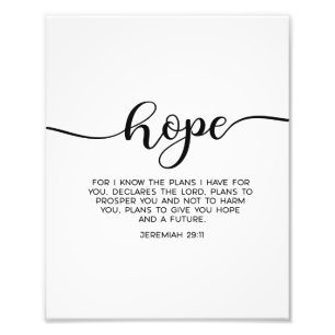 Jeremiah 29:11, Bible Verse, Hope Wall Decor Photo Print