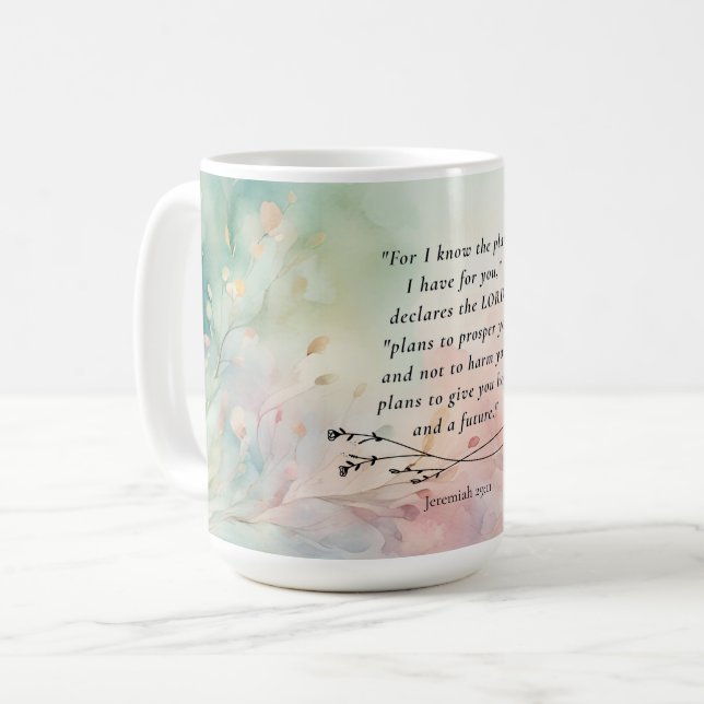 Jeremiah 29:11 Bible Verse Image Coffee Mug (Front Left)