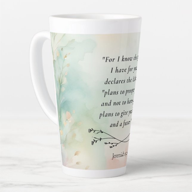Jeremiah 29:11 Bible Verse Image Latte Mug (Left Angle)