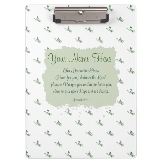 Jeremiah 29:11 Bible Verse Personalise Clipboard (Front)