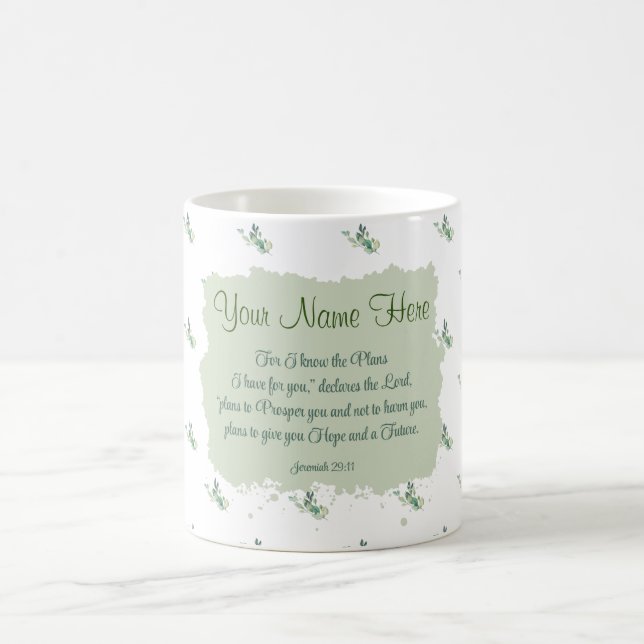 Jeremiah 29:11 Bible Verse Personalise Coffee Mug (Center)
