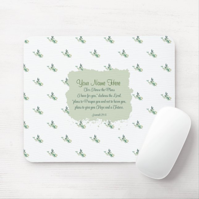 Jeremiah 29:11 Bible Verse Personalise Mouse Mat (With Mouse)