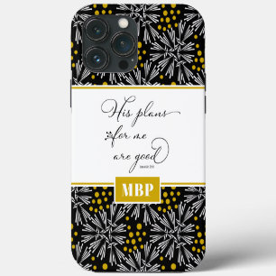 Jeremiah 29:11 Black & Gold Abstract iPhone 13 Pro Max Case