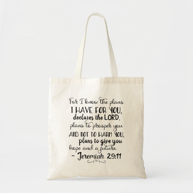 Jeremiah 29:11 Christian Bible Faith Tote Bag (Front)