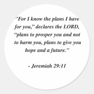 JEREMIAH 29:11 CLASSIC ROUND STICKER